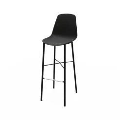 Cloe Tabouret de bar belge moderne avec coque en polypropylène et pieds en métal