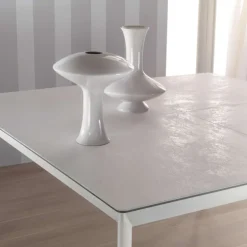 Cocoon Table carrée extensible en céramique et pieds en métal