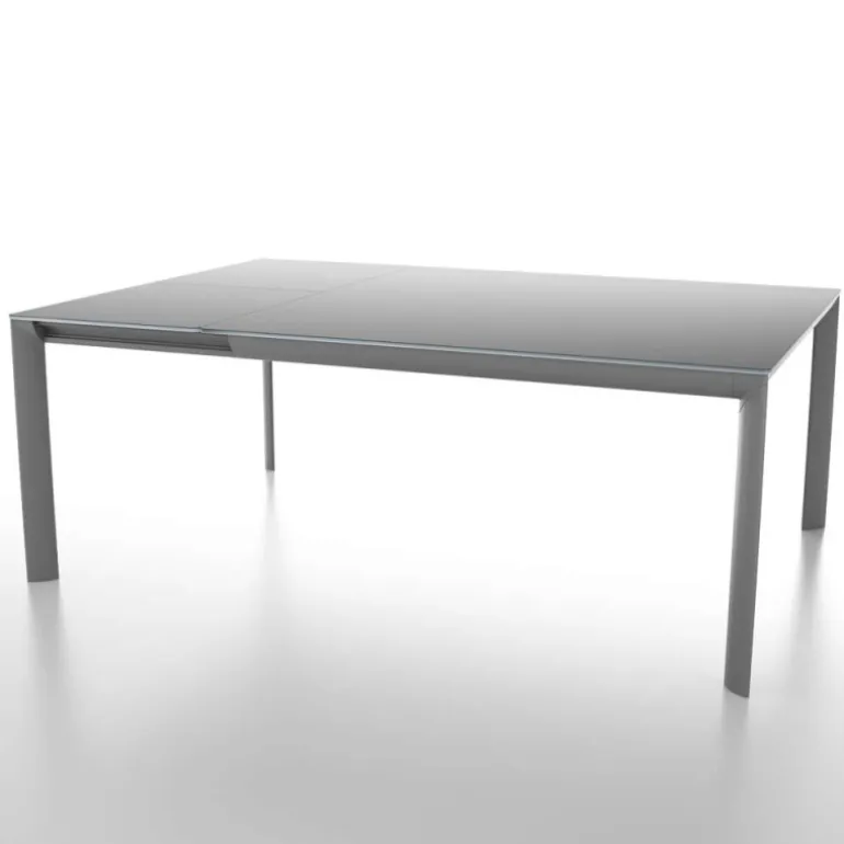 Cocoon Table carrée extensible en verre trempé et métal
