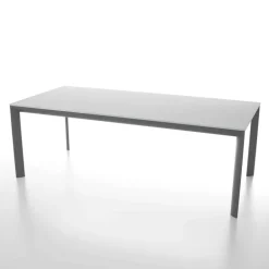 Cocoon Table rectangulaire extensible en verre trempé et pieds en métal fabriquée en Italie