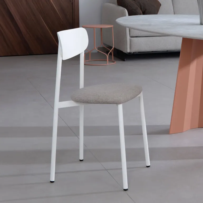 Colette Carrier® Chaise française en métal avec assise en tissu rembourrée