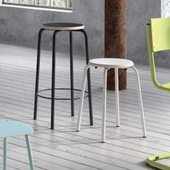 Collège Tabouret snack vintage sans dossier bois et métal