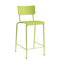 Collège Tabouret snack vintage avec dossier en bois et métal