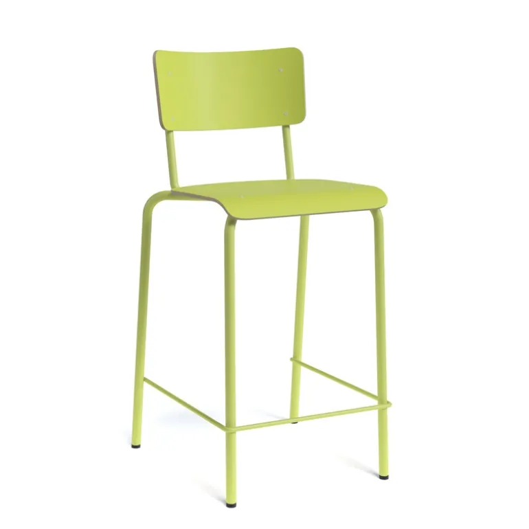 Collège Tabouret snack vintage avec dossier en bois et métal