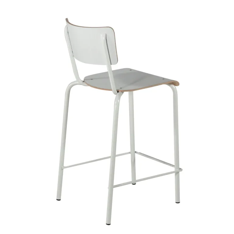 Collège Tabouret snack vintage avec dossier en bois et métal