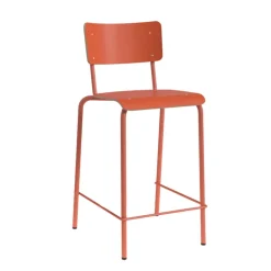 Collège Tabouret snack vintage avec dossier en bois et métal