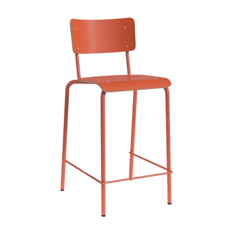 Collège Tabouret snack vintage avec dossier en bois et métal