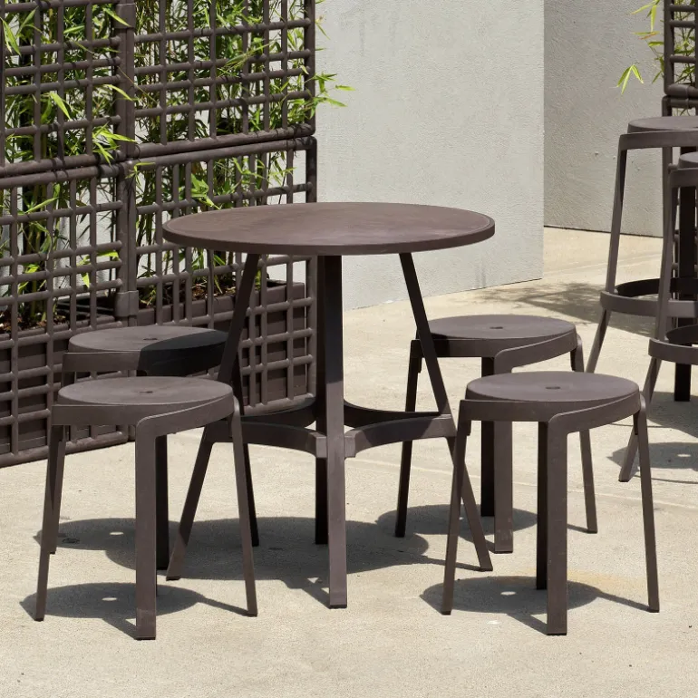 Combo Table de jardin ronde recyclée