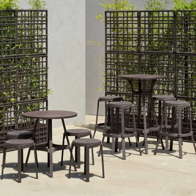 Combo Table de jardin ronde recyclée