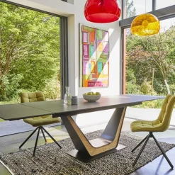 Comet Table design en céramique avec allonges pied central