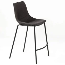 CoqueTabouret snack coque en tissu gris et pieds en métal noir