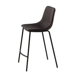 CoqueTabouret snack coque en tissu gris et pieds en métal noir