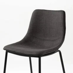 CoqueTabouret snack coque en tissu gris et pieds en métal noir