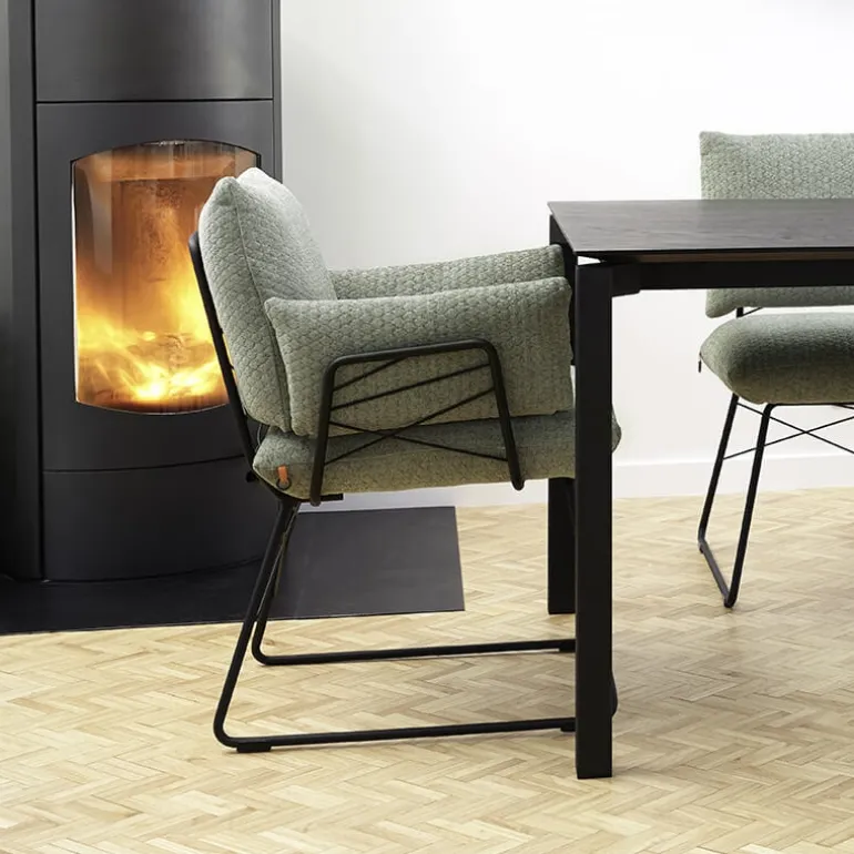 Cosy Mobitec® Fauteuil design confortable assise en tissu et pieds en métal