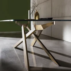 Cross Sovet® Table de salle à manger design en verre et métal