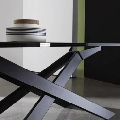 Cross Sovet® Table de salle à manger design en verre et métal