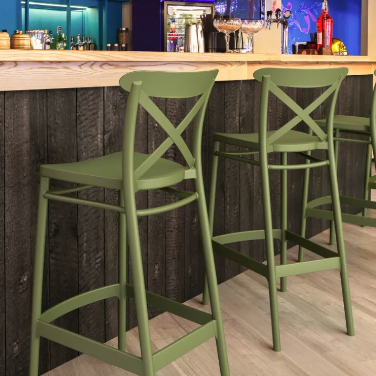 Cross Tabouret de bar moderne avec dossier en polypropylène