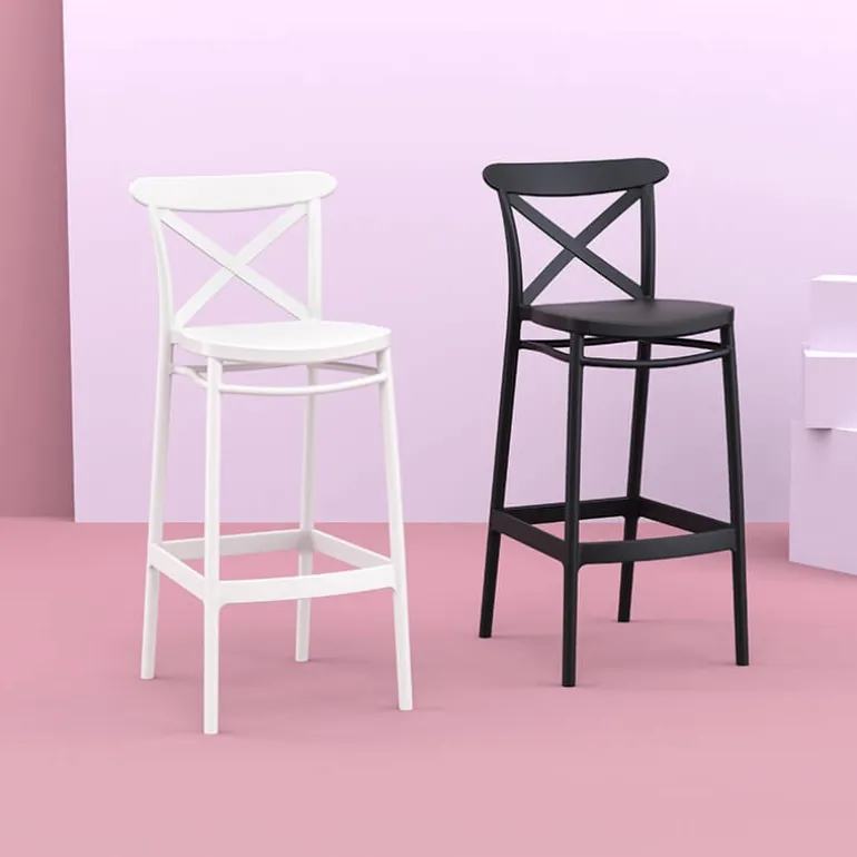Cross Tabouret de bar moderne avec dossier en polypropylène