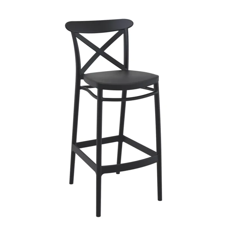 Cross Tabouret de bar moderne avec dossier en polypropylène