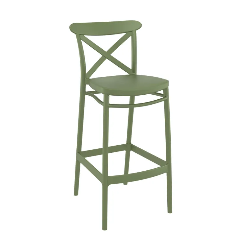 Cross Tabouret de bar moderne avec dossier en polypropylène