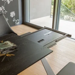 Delta Table design italienne extensible en mélaminé et pieds en X