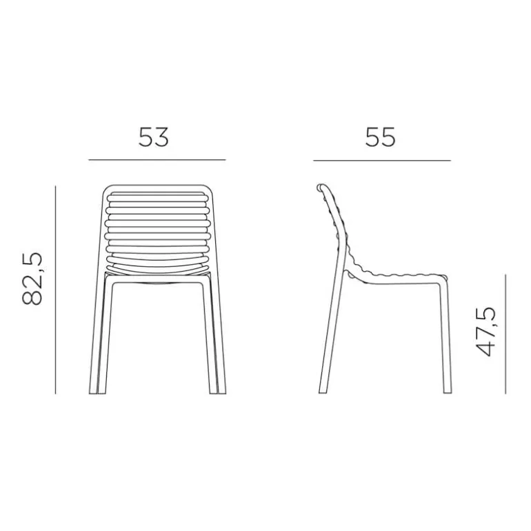 Doga bistrot Chaise de jardin design empilable sans accoudoirs de fabrication italienne