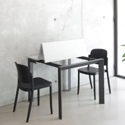 Domino Console extensible en mélaminé et pieds en métal