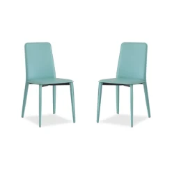 Ely 2 Chaise de salle à manger en croûte de cuir avec pieds gainés