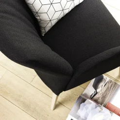 Enora Mobitec® Fauteuil cocooning en tissu et pieds en bois