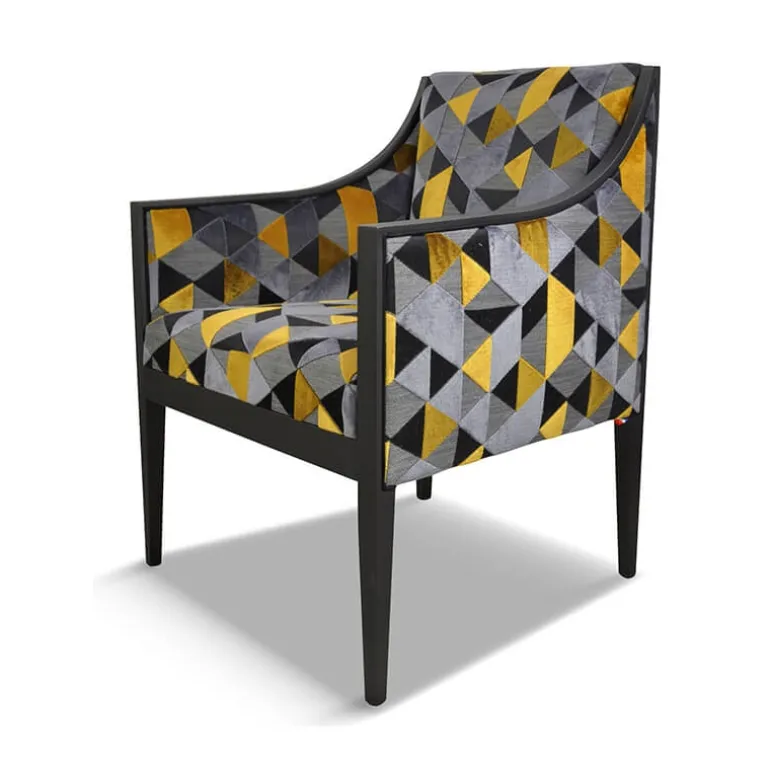 Ethan Fauteuil Art déco en bois et en tissu fabriqué en France