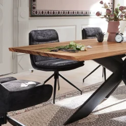 ExtrêmeTable design plateau bois massif avec pieds en métal