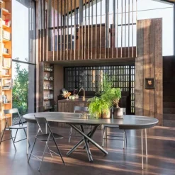 Fahrenheit Super Table ronde extensible design en céramique et pieds mikado