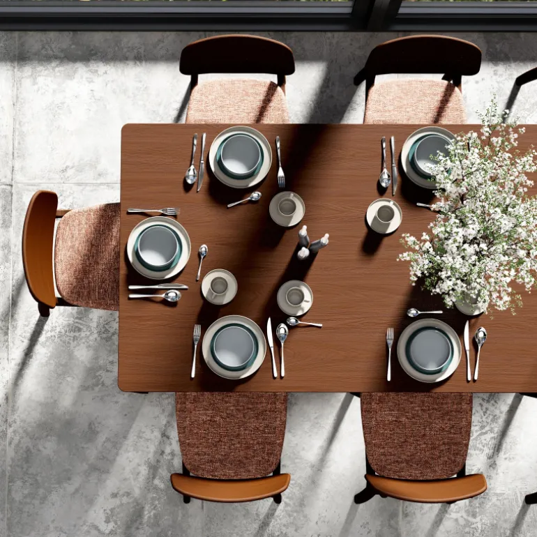 Fiera Table à manger extensible rectangulaire en bois