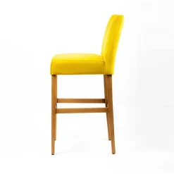 Fritz line Tabouret de bar avec dos en tissu matelassé et pieds en bois