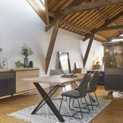 Fusion Table design industriel extensible pieds en X