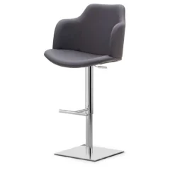 Glamour P Tabouret pivotant et réglable en hauteur avec accoudoirs et pied chromé
