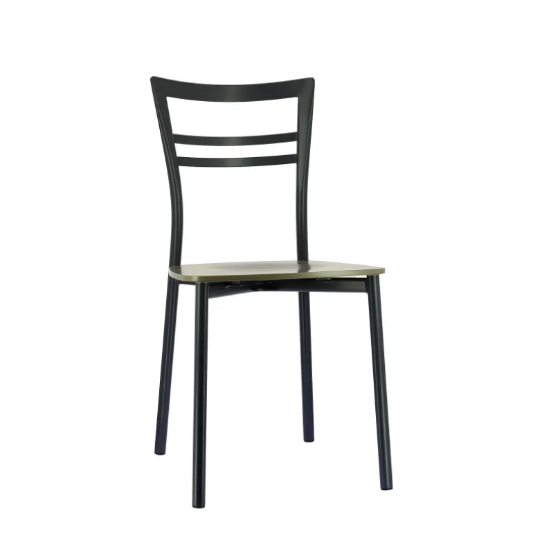 Go Connubia® Chaise contemporaine en métal et assise multiplis bois