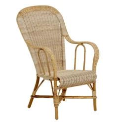 Grand père MarcelFauteuil dossier haut en rotin vintage