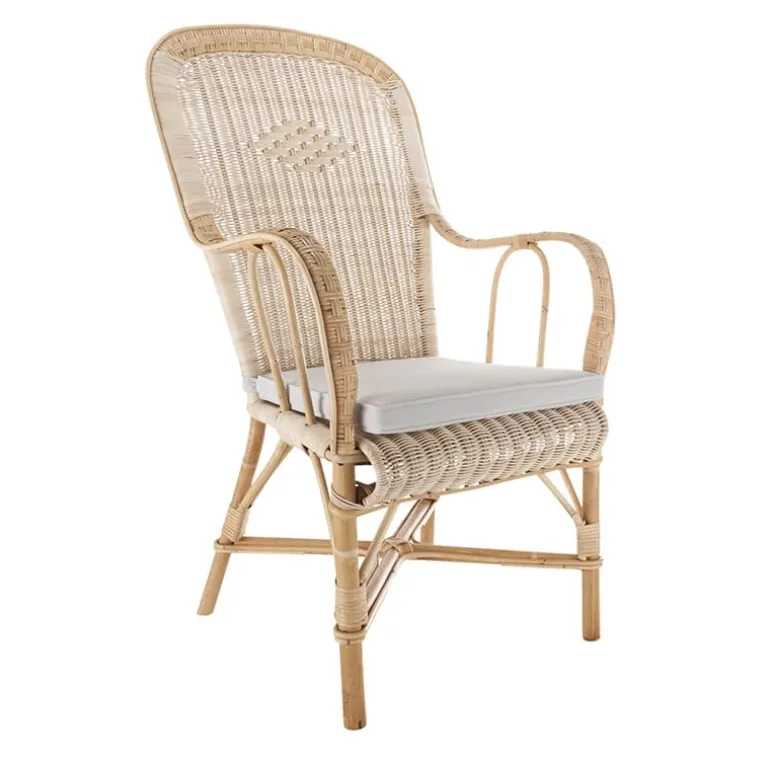 Grand père MarcelFauteuil dossier haut en rotin vintage