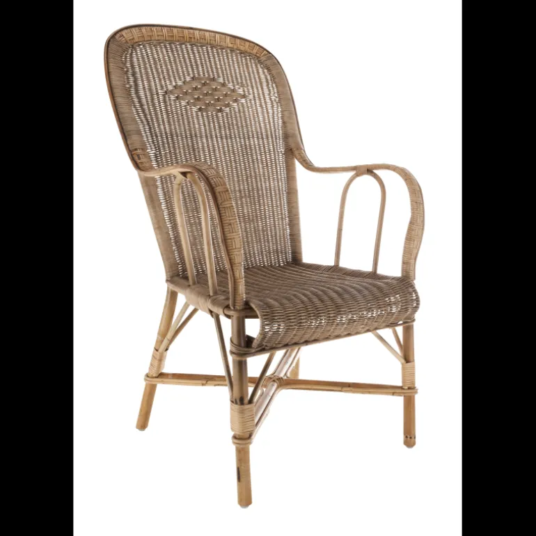 Grand père MarcelFauteuil dossier haut en rotin vintage