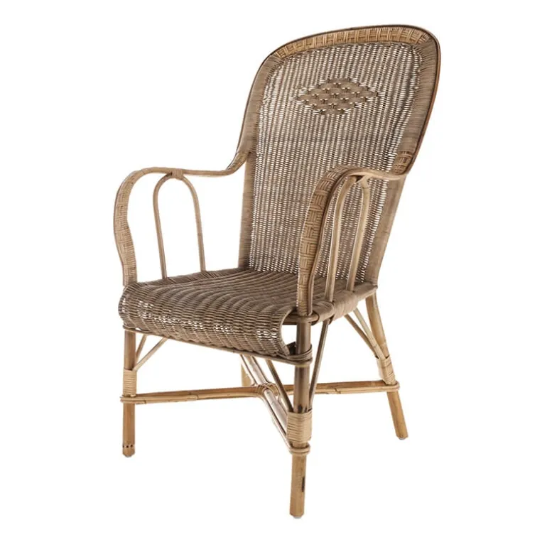 Grand père MarcelFauteuil dossier haut en rotin vintage
