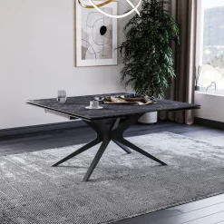 HectorTable carrée extensible en céramique design avec pieds en métal