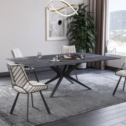 HectorTable carrée extensible en céramique design avec pieds en métal