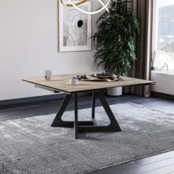 HectorTable carrée extensible en céramique design avec pieds en métal