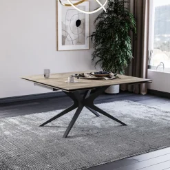 HectorTable carrée extensible en céramique design avec pieds en métal