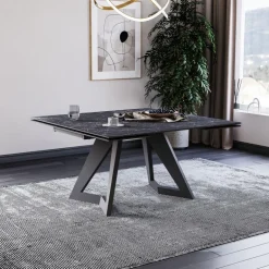 HectorTable carrée extensible en céramique design avec pieds en métal