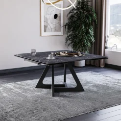 HectorTable carrée extensible en céramique design avec pieds en métal