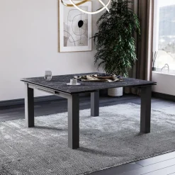 HectorTable carrée extensible en céramique design avec pieds en métal