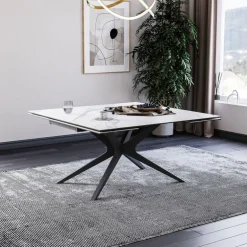 HectorTable carrée extensible en céramique design avec pieds en métal