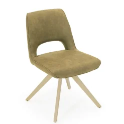 Hortense Chaise cocooning en tissu avec pieds en bois massif